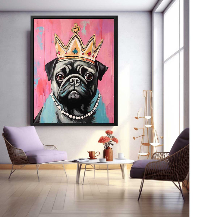 Modern Crown Pug Art Painting