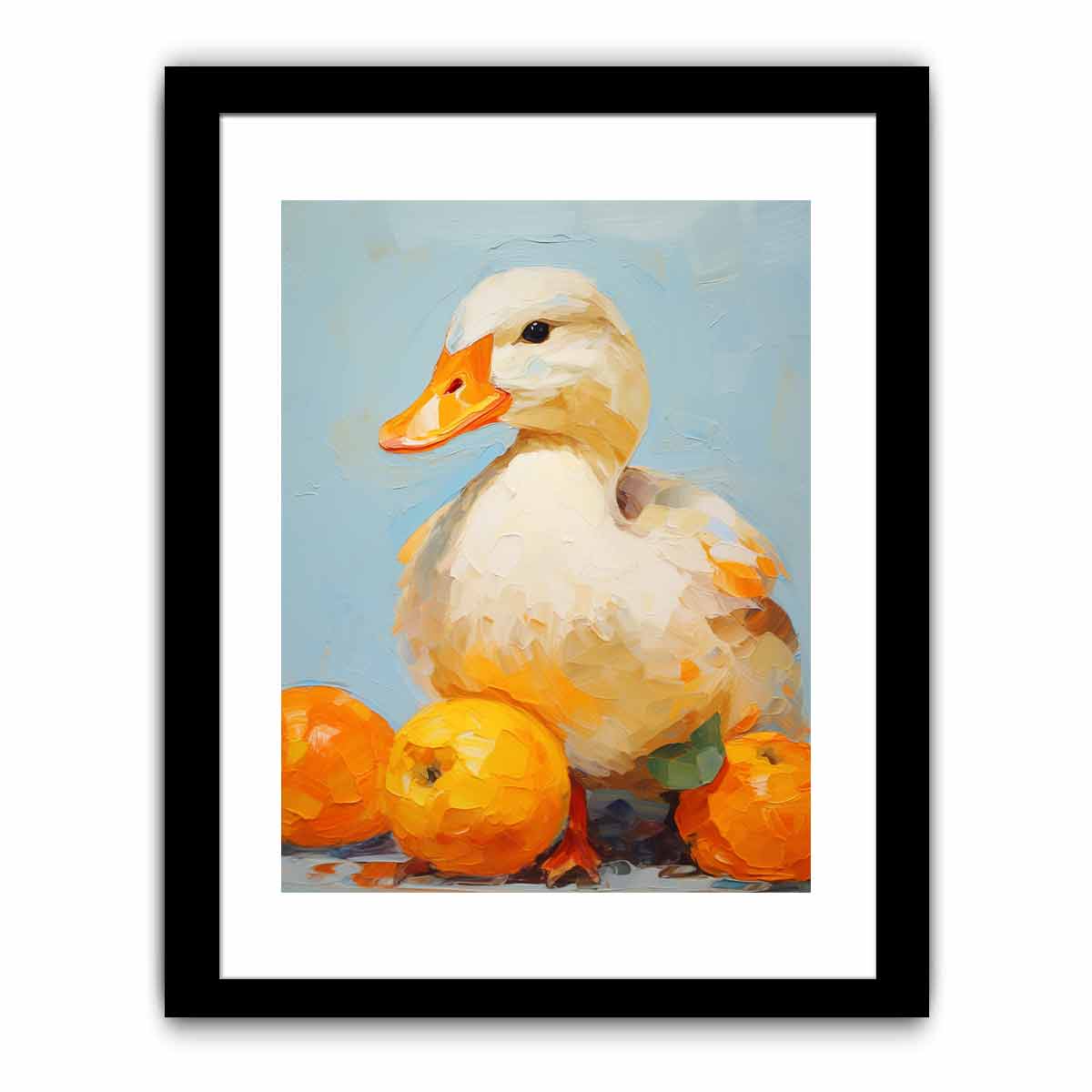 Modern White Orange Duck Art Painting