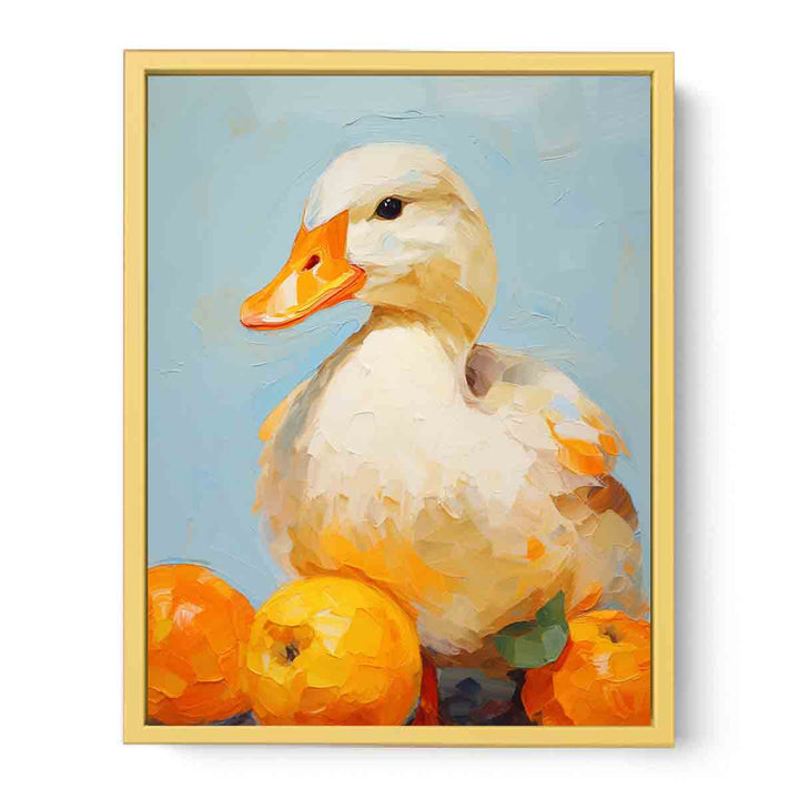 Modern White Orange Duck Art Painting