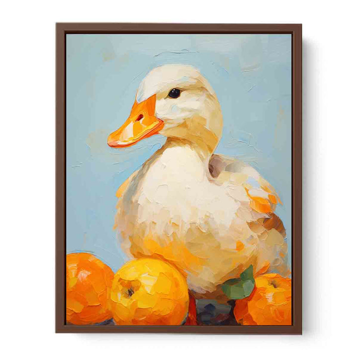 Modern White Orange Duck Art Painting