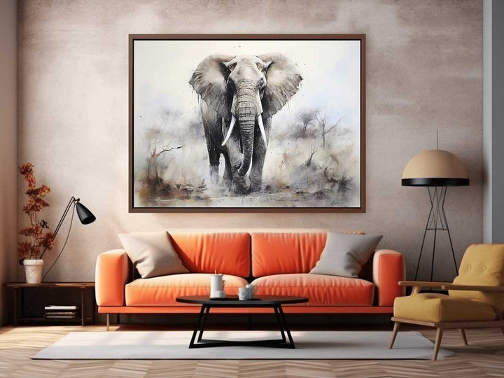 Modern Grey Elephant Art Painting