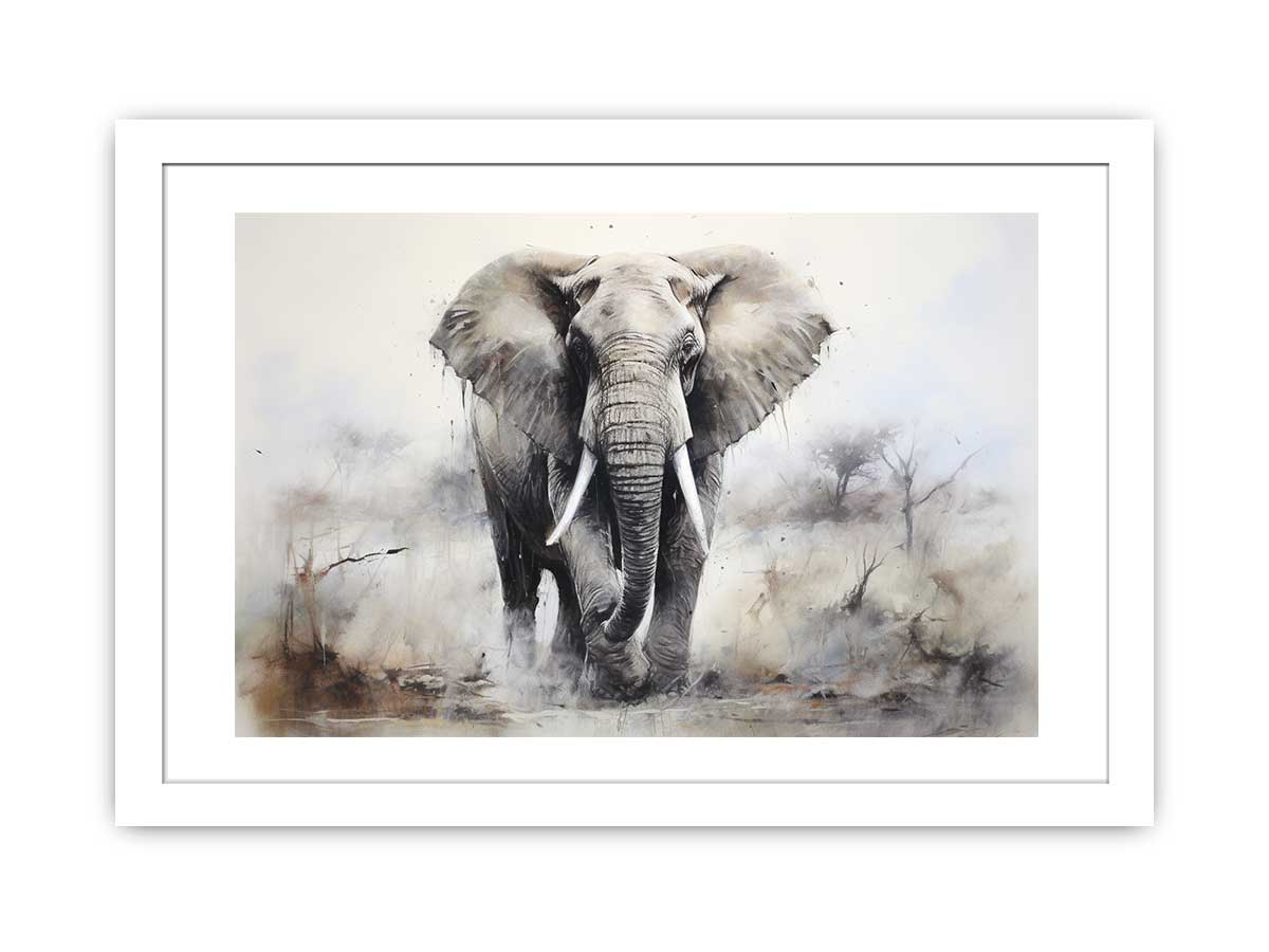 Modern Grey Elephant Art Painting