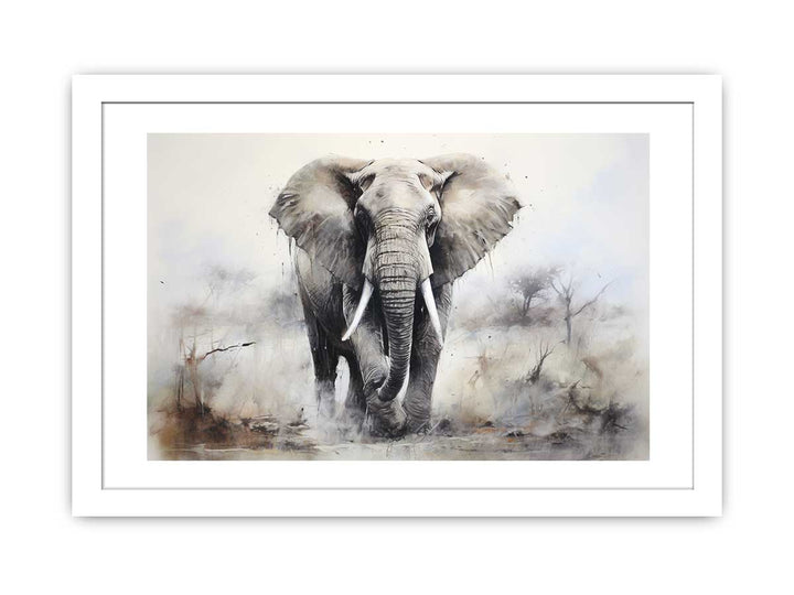 Modern Grey Elephant Art Painting