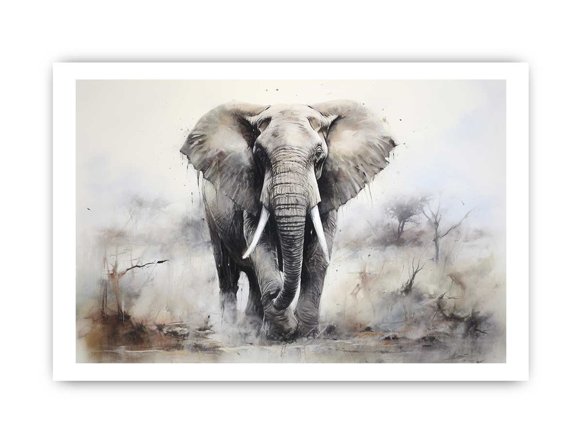 Modern Grey Elephant Art Painting