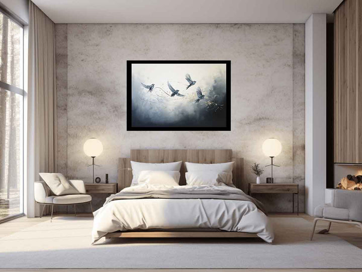 Modern Four Birds Art Painting