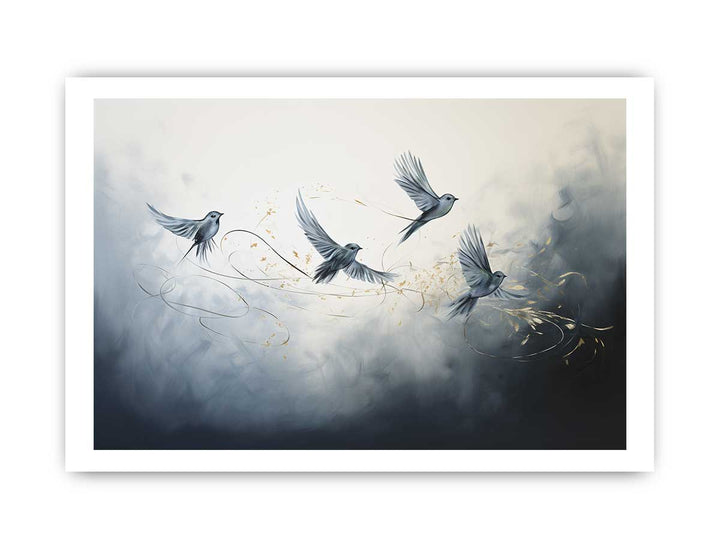 Modern Four Birds Art Painting