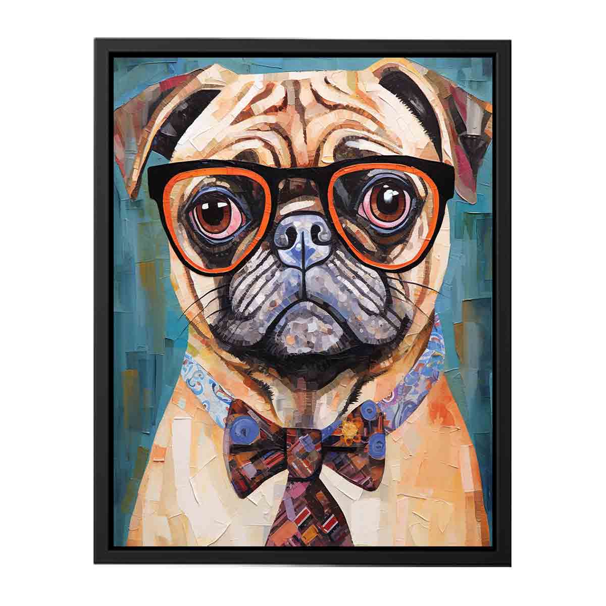 Modern Pug Dog  with Glasses