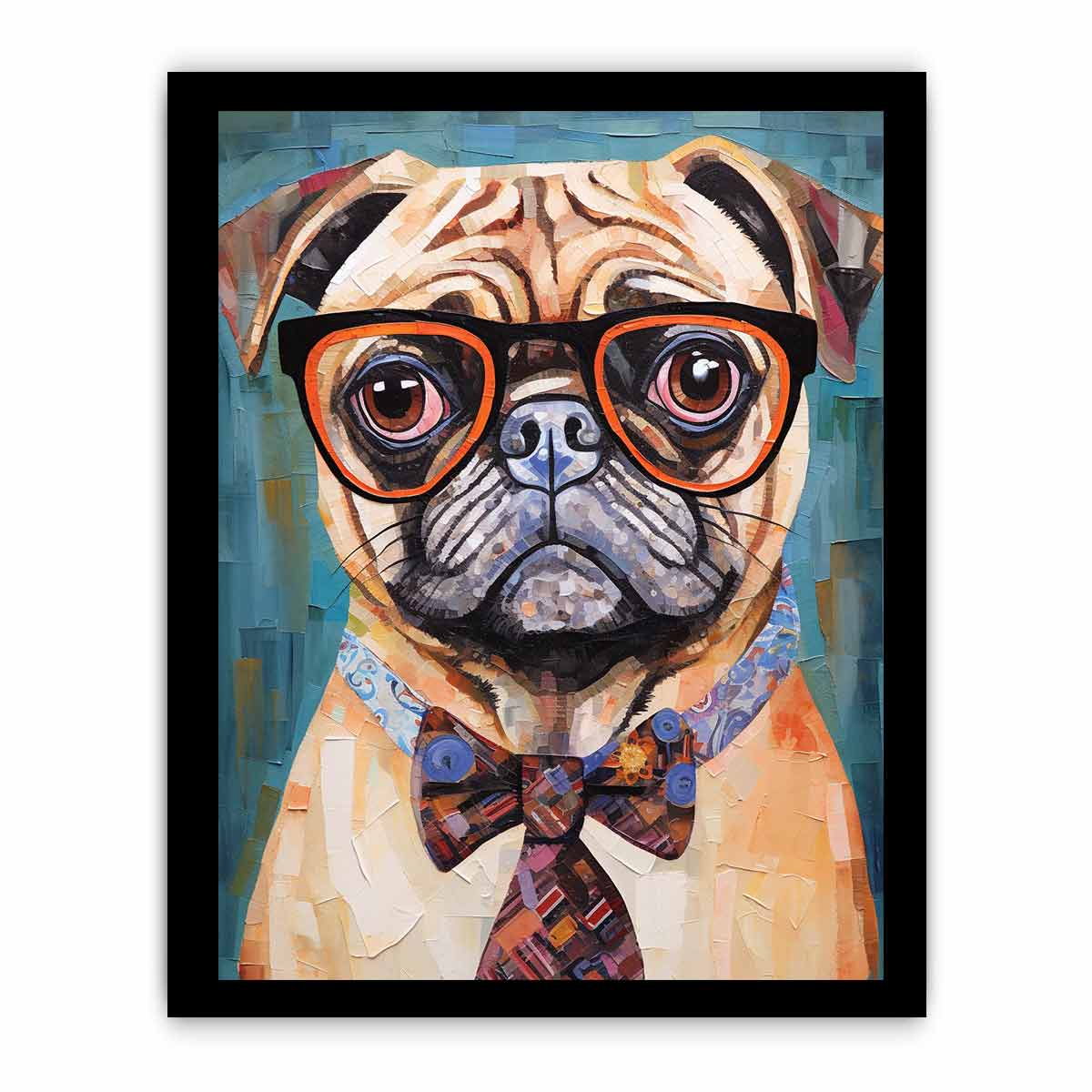 Modern Pug Dog  with Glasses