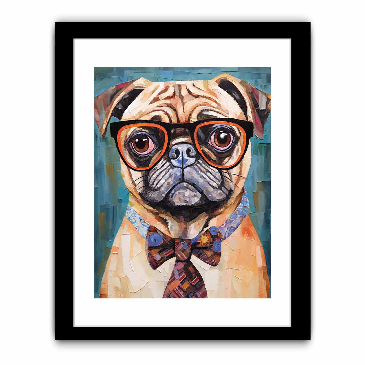 Modern Pug Dog  with Glasses