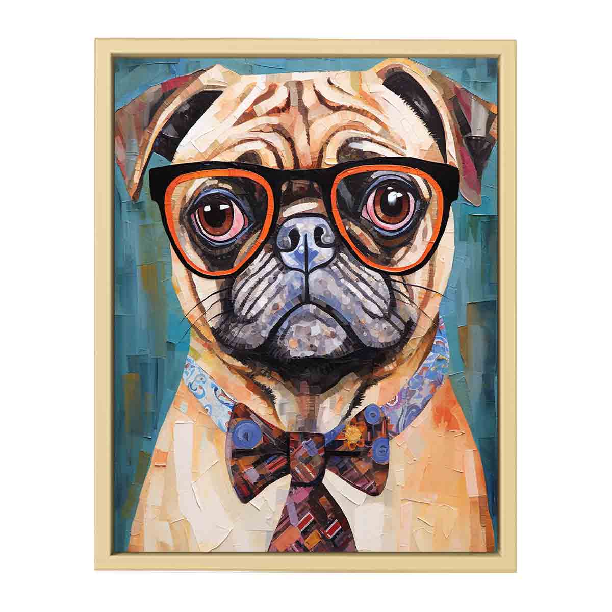 Modern Pug Dog  with Glasses