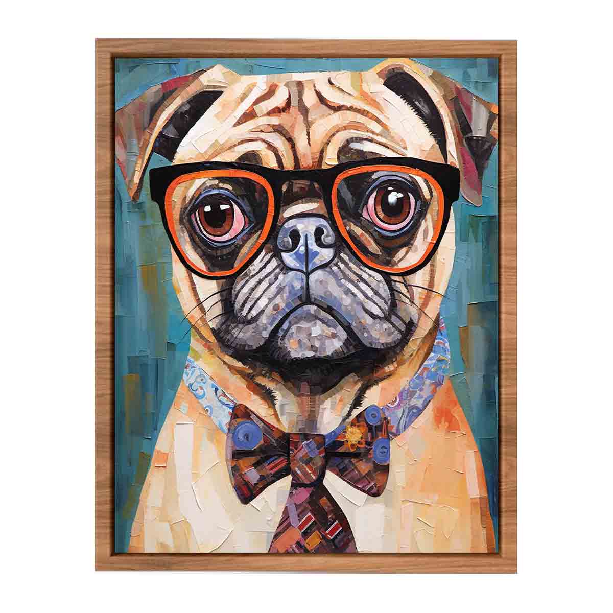 Modern Pug Dog  with Glasses