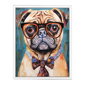 Modern Pug Dog  with Glasses