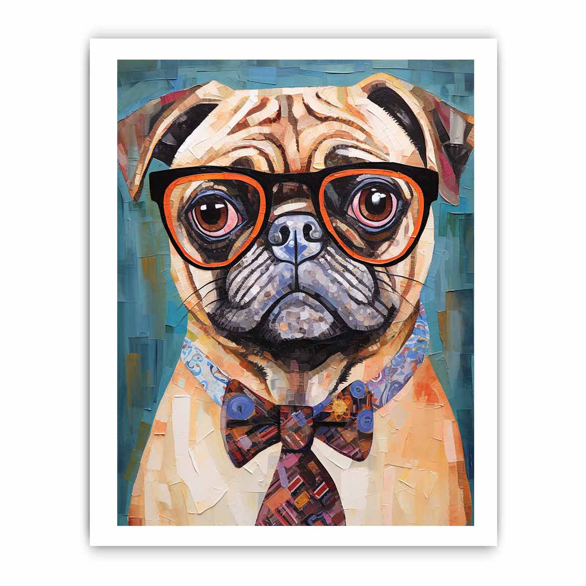 Modern Pug Dog  with Glasses