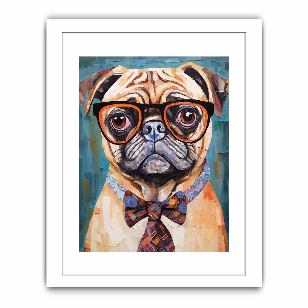 Modern Pug Dog  with Glasses