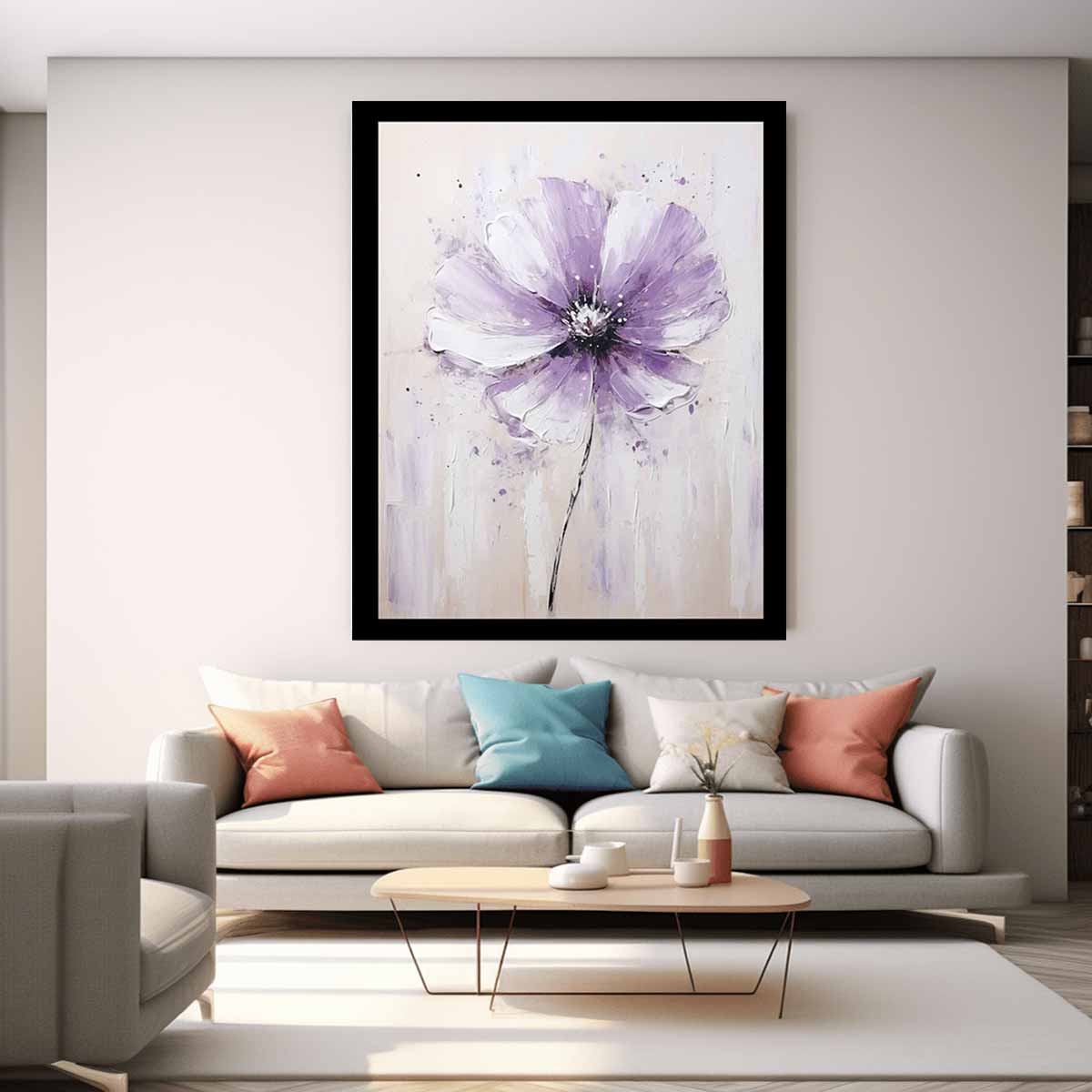 Flower White Purple Art Painting
