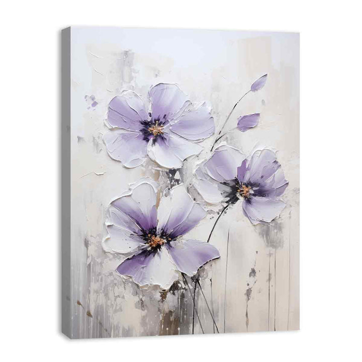 Flower Art Purple Grey Painting