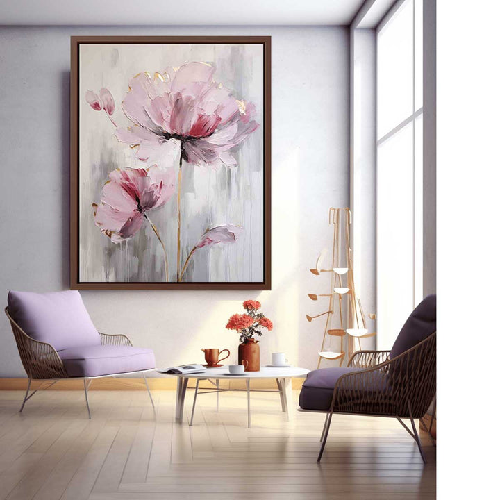 Pink White Flower Painting