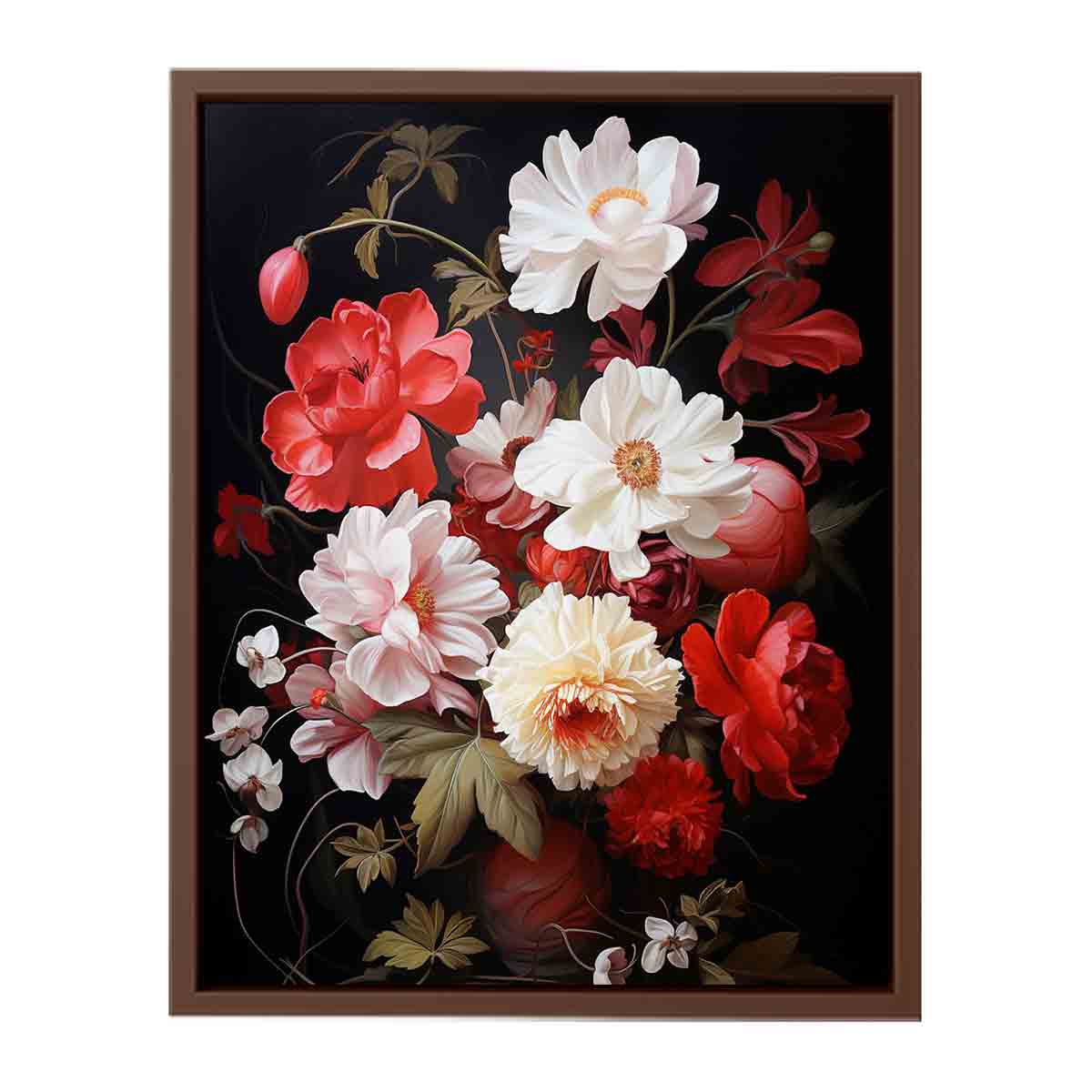 Flower Art Red White Painting