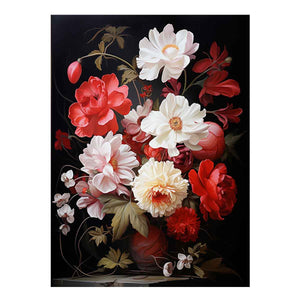 Flower Art Red White Painting