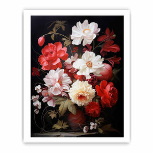 Flower Art Red White Painting