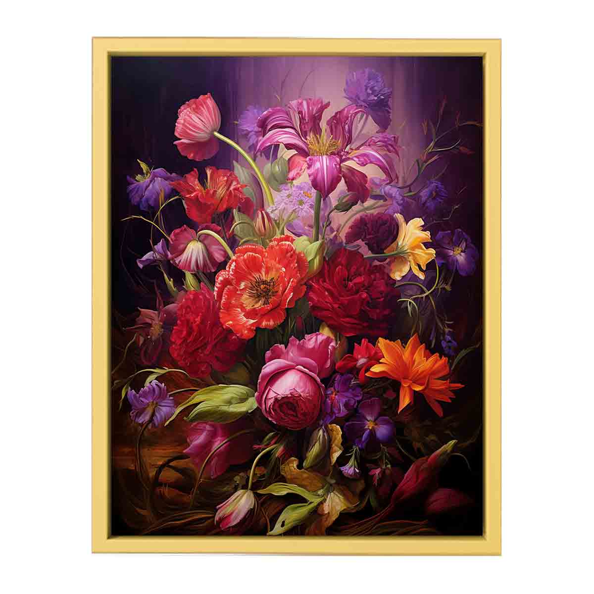 Purple And Red Flowers Painting