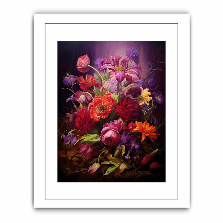 Purple And Red Flowers Painting