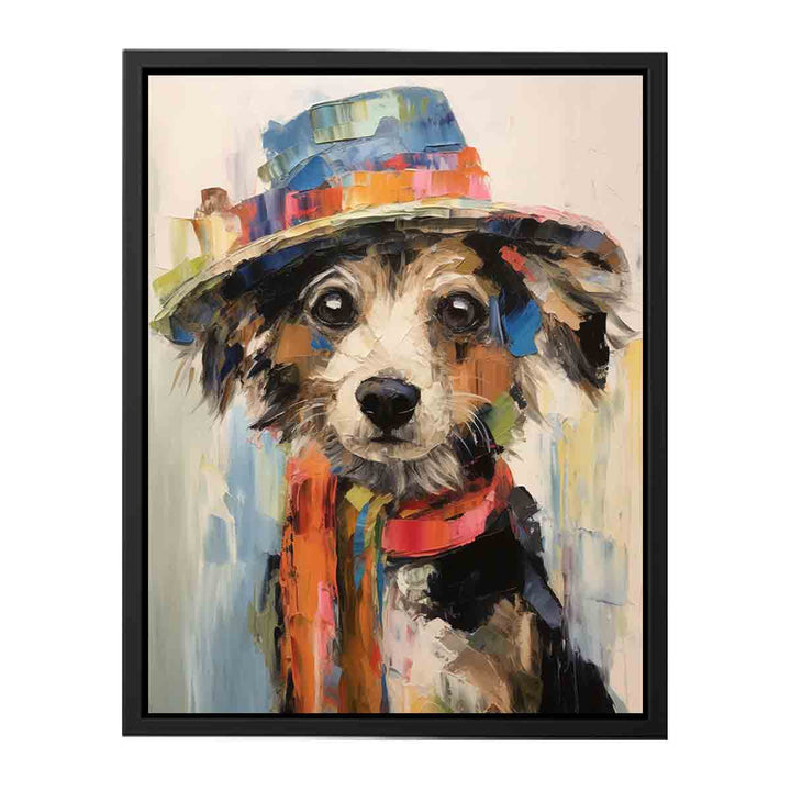 Dog Wearing Hat Modern Art