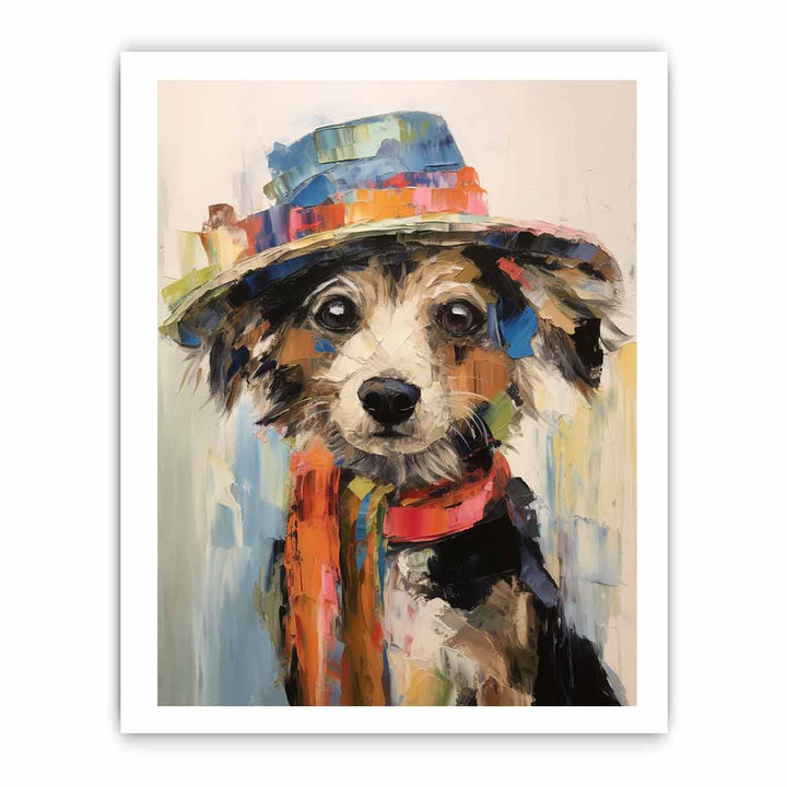 Dog Wearing Hat Modern Art