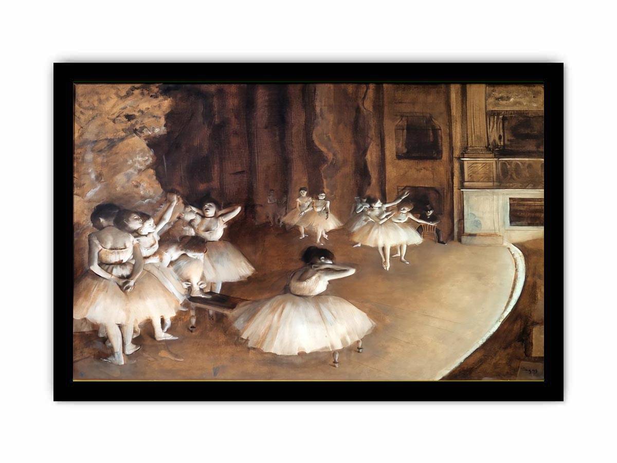 The Dance Class - The Rehearsal of the Ballet on Stage  by Edgar Degas