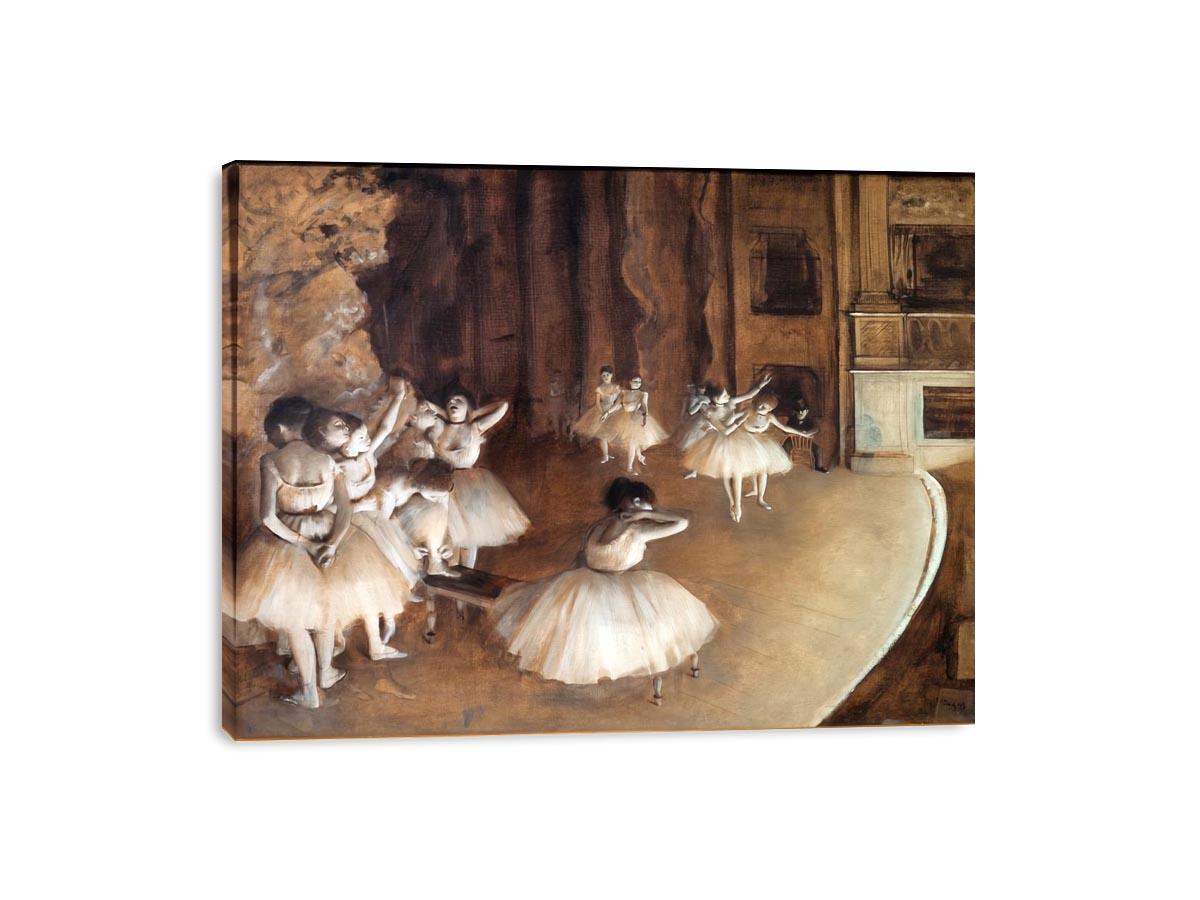The Dance Class - The Rehearsal of the Ballet on Stage  by Edgar Degas