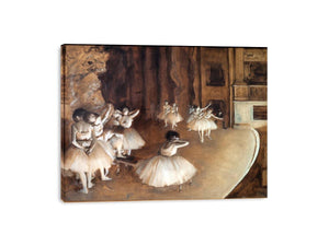 The Dance Class - The Rehearsal of the Ballet on Stage  by Edgar Degas