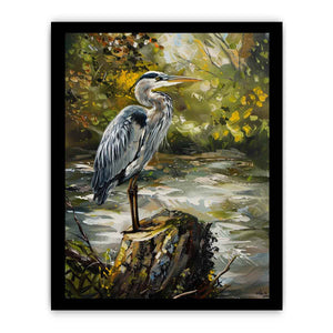 Grey Heron Bird  Painting