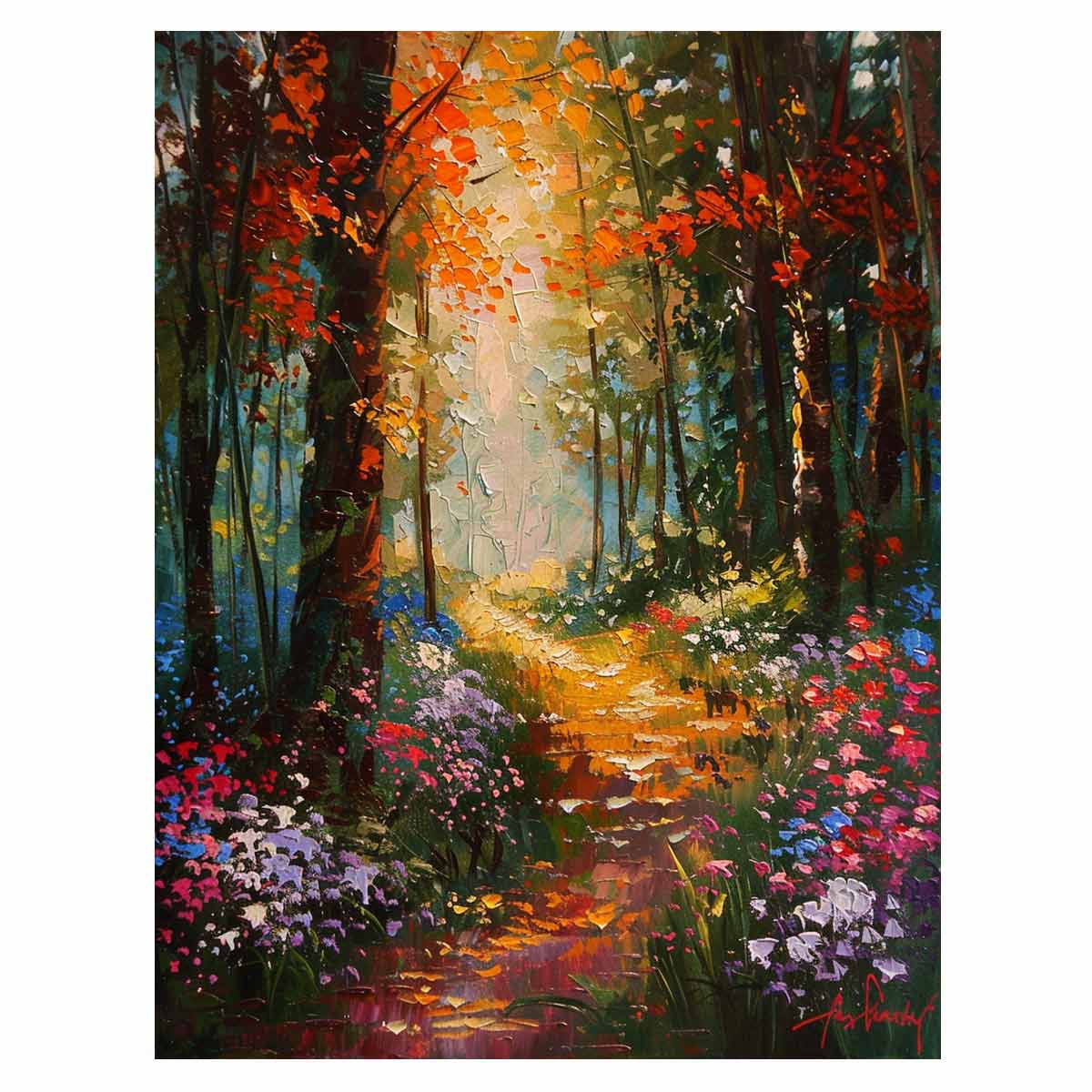 Floral   Forest Painting