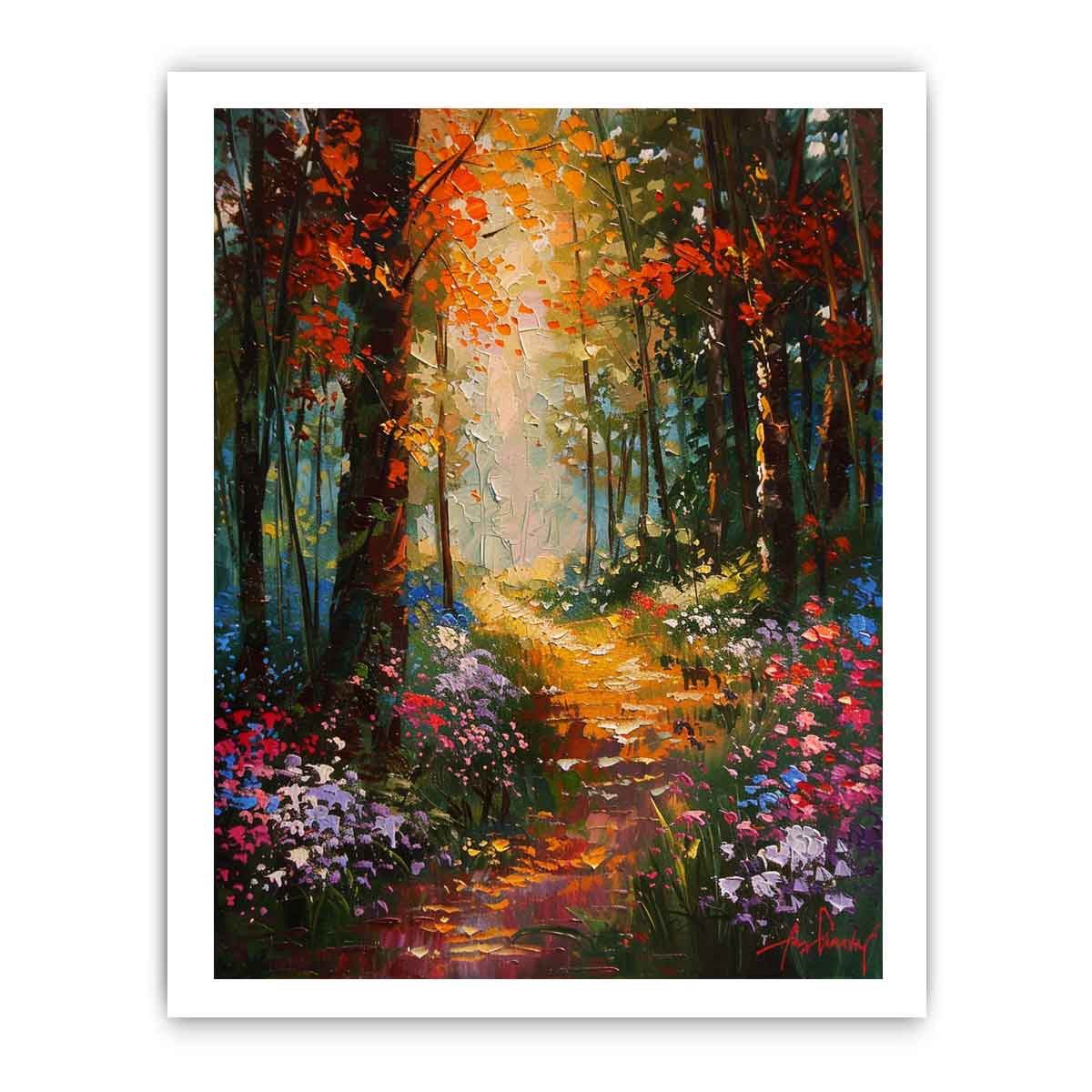 Floral   Forest Painting
