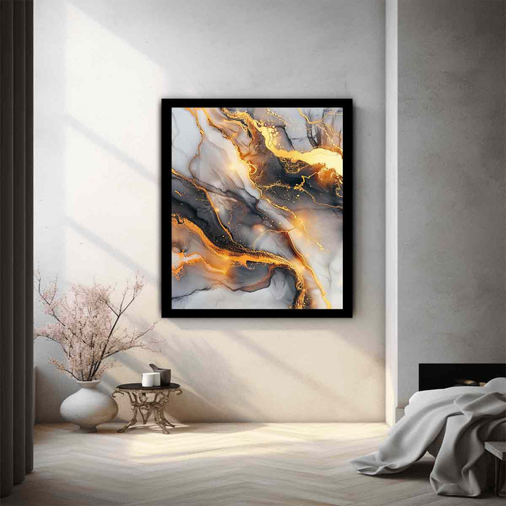 Black Gold Marble Art