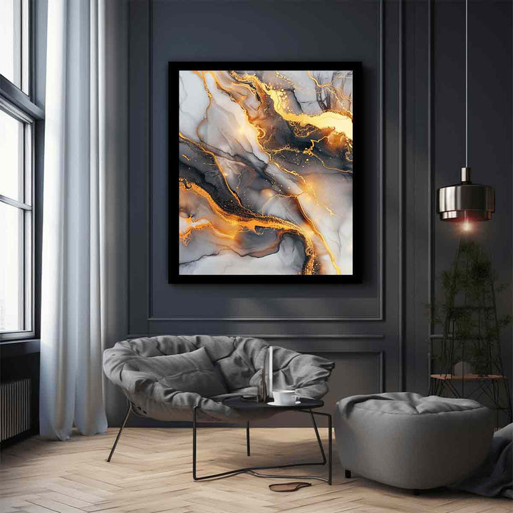 Black Gold Marble Art