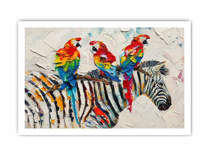 Zebra Parrot Art Painting