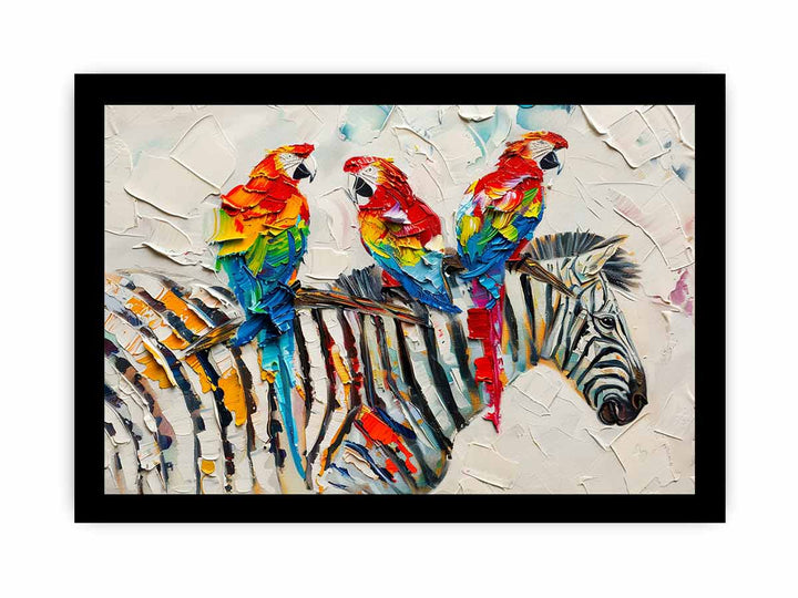 Zebra Parrot Art Painting