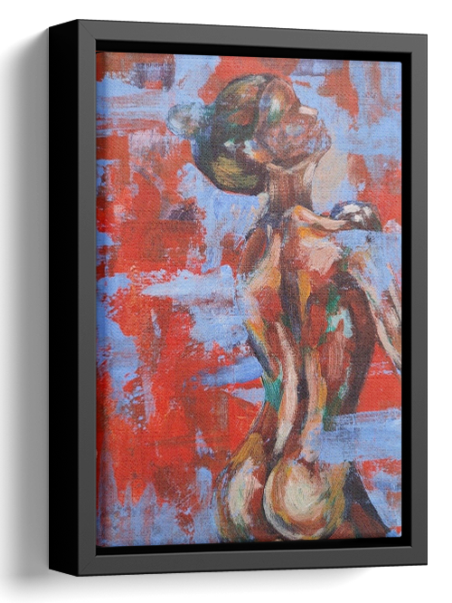 Abstract Red Nude Oil Painting 