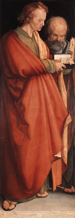Four Holy Men (left panel): St. John and St. Peter