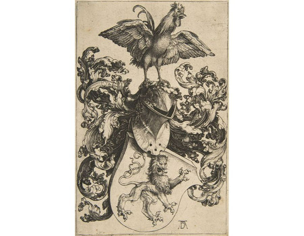 Coat Of Arms With Lion And Rooster