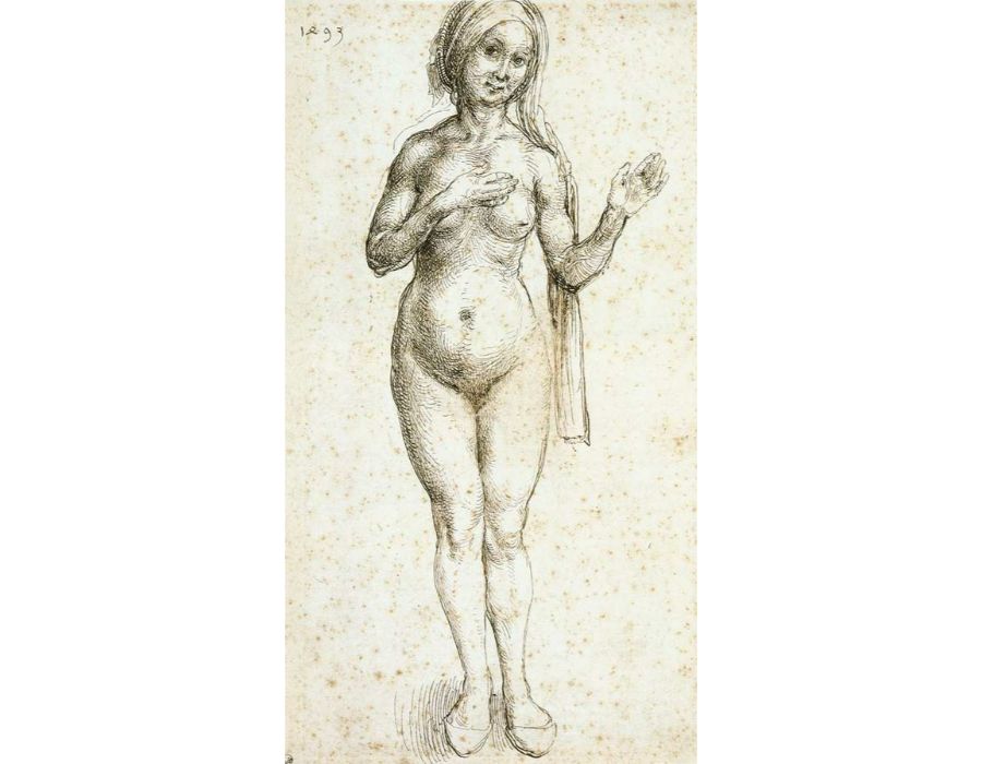 Female Nude (With Headcloth And Slippers)