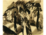 Two Women and an Man on an Avenue artwork preview