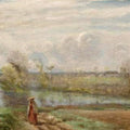 Jeune fille lisant au bord de l'eau 