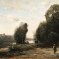 Prairie au bord d'une rivire 