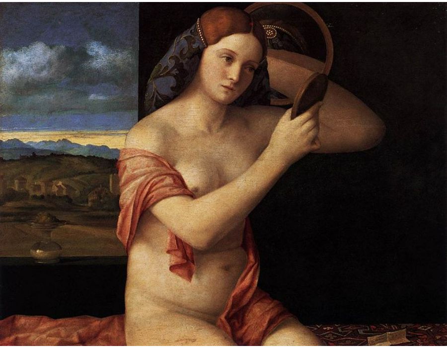 Naked Young Woman in Front of the Mirror 1515