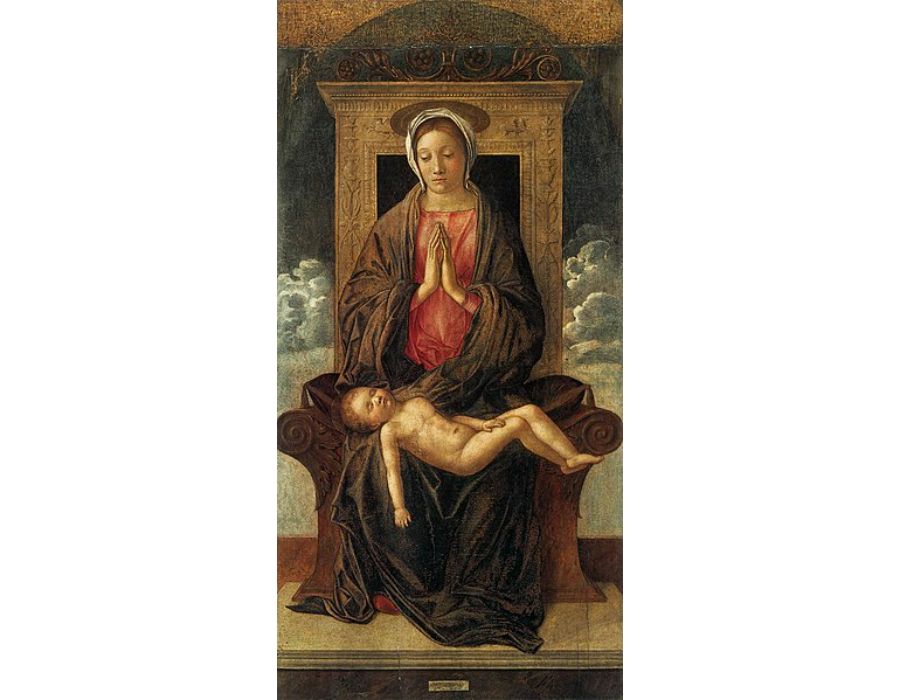 Madonna Enthroned Adoring the Sleeping Child 1475
