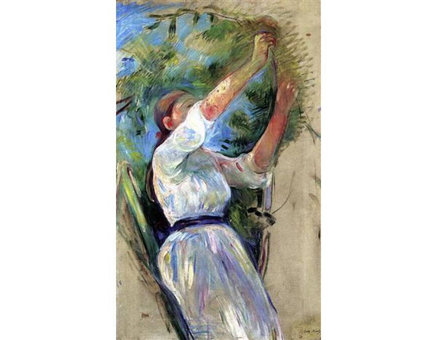 Girl gathering cherries 1891