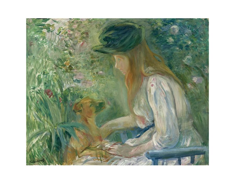 JEUNE FILLE AU CHIEN