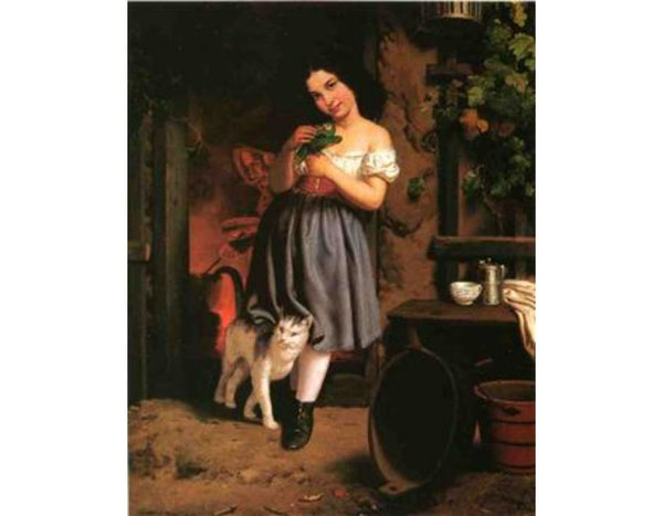 A Young Girl With Cat